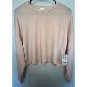 NWT Kensie Pink Dainty Soft Long Sleeve Shirt With Cream Stitching